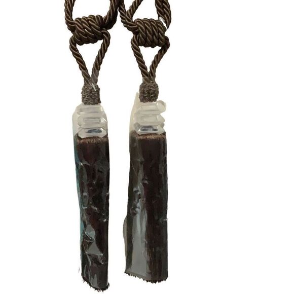 Hallmart Collectibles Acrylic Tie Backs Drapery Curtains Tassels Dark Brown (2) - Picture 1 of 4